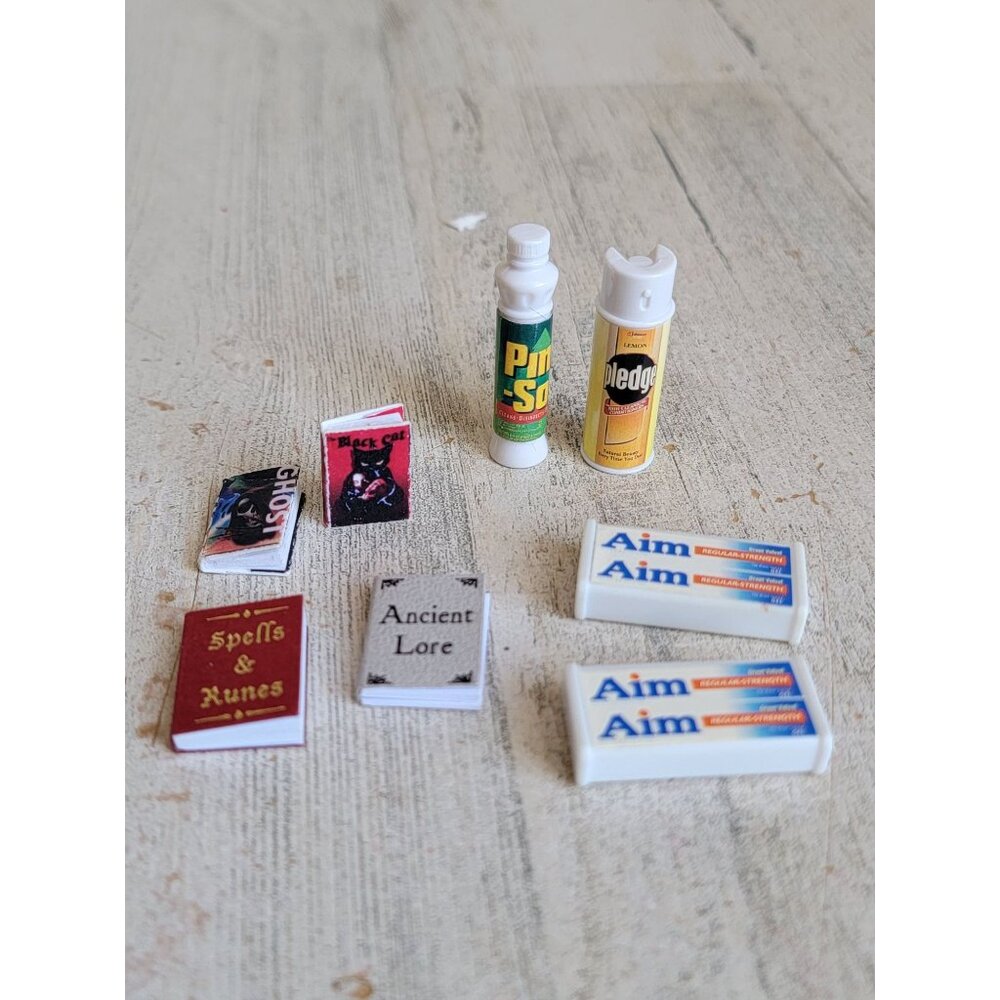 Mini book pinsol pledge aim cleaning dollhouse‎ variety accessory set